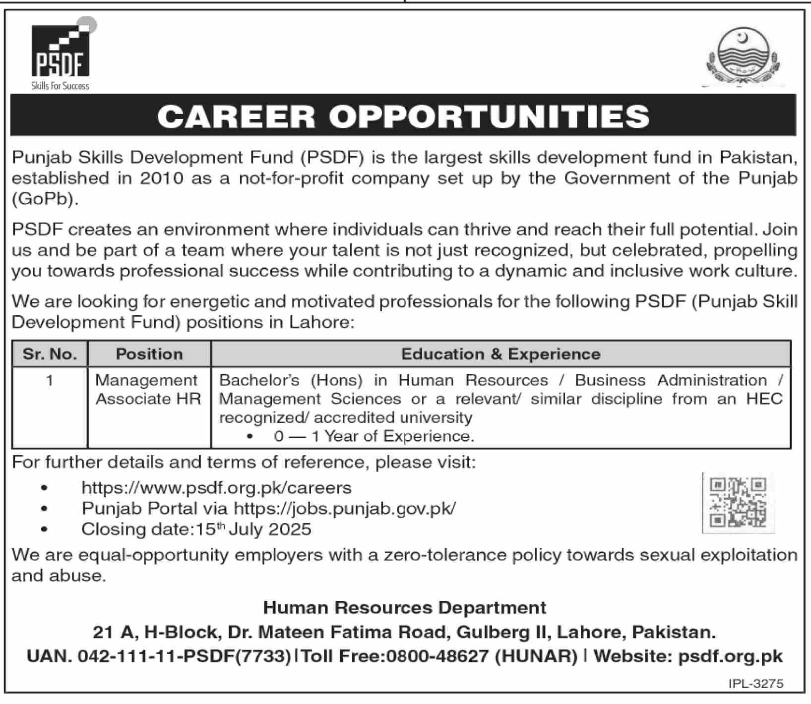Jobs in PSDF Lahore